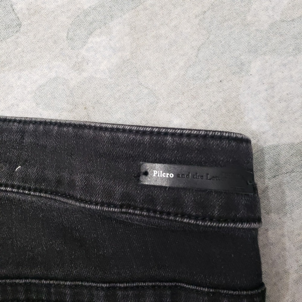 Pilcro and The Letterpress Jeans Womens 31 Black Embroidered Boho Ornate Skinny - Picture 11 of 12